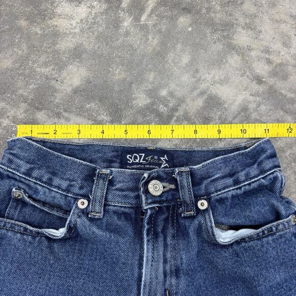 Y2K SQZ Jeans Kids Girls Sz 7 Pockets Blue Cotton Flare 90s Classic Cotton - Picture 12 of 14